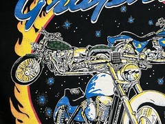 Vtg Contos Graphics Motorcycle Black Tshirt On Fruit Of The Loom Sz XL Weed T