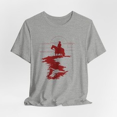 Western Cowboy T-Shirt – Silhouette Rider Sun & Bull Skull Graphic Tee – Unisex