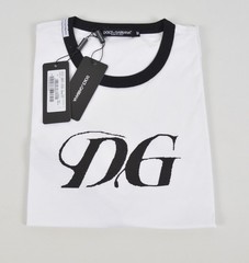 White T-Shirt XL Oversized Fit Contrast Collar Short Sleeve | Dolce & Gabbana