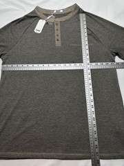 COOFANDY Men’s Henley Shirt Short Sleeve Hippie Casual Beach Tee Size Large NWT