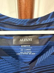 Alfani Men’s XXL Blue/Black Striped V-Neck Short Sleeve Stretch Knit T-Shirt