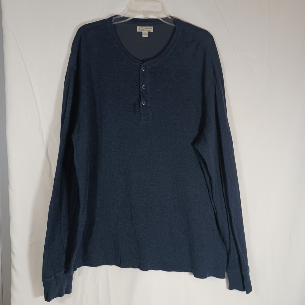 J. Crew Henley Shirt Mens XXL Blue Excellent Long Sleeve Cotton Blend Casual