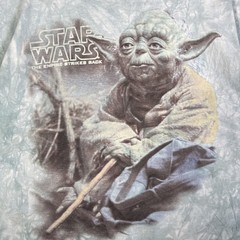 Vintage Star Wars Shirt Mens XL 90s Tie Dye Empire Strikes Back Yoda Liquid Blue