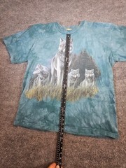 Vintage The Mountain Wolf Pack Tie Dye T-Shirt Adult XL Blue Graphic Tee USA Mad