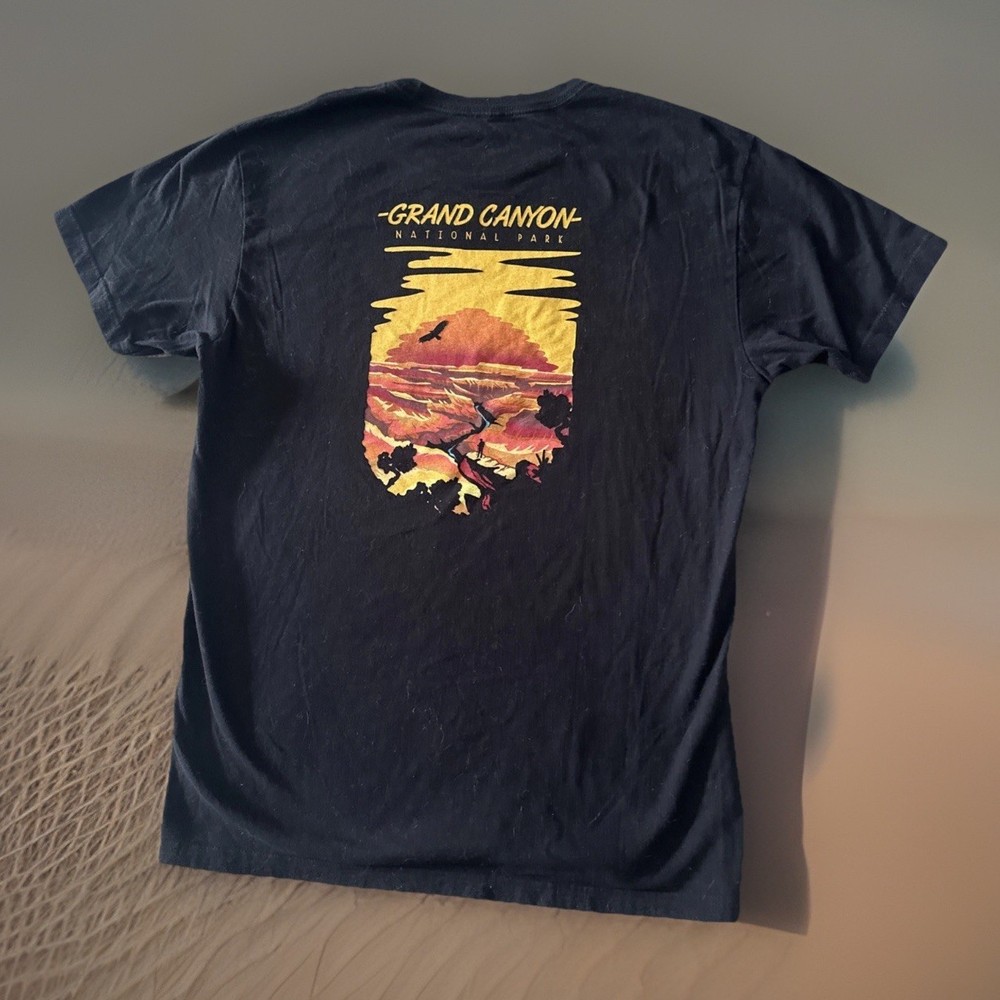 Grand Canyon T-Shirt Men’s L Wild Tribute Black 2 Sided Graphics Casual Travel