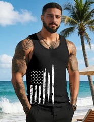 Mens Graphic Tank Tops Sleeveless Muscle Shirts Beach Palm Tree Hawaiian Gym Wor