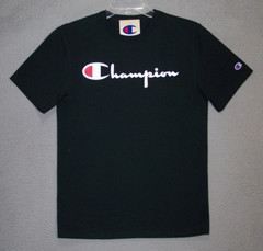 Champion Shirt Adult Small Black Graphic Logo Short Sleeve Sports Outdoor Mens