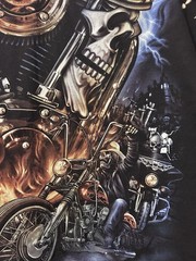 NEW! Men’s Skull Shirtz Black Biker Studded Acid Wash Grim Reaper T Shirt L nwt
