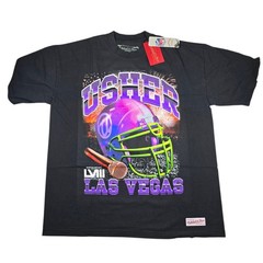 NWT Mitchell & Ness Usher × NFL Super Bowl LVIII Event Night Black Shirt Men’s L