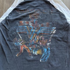 Vintage 80s Raglan Band Tee Van Halen Shirt Medium Black 1980 Tour 3/4 Sleeve