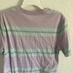 GAP women’s Purple/Green Striped Crew Neck Short Sleeve T-Shirt Sz S