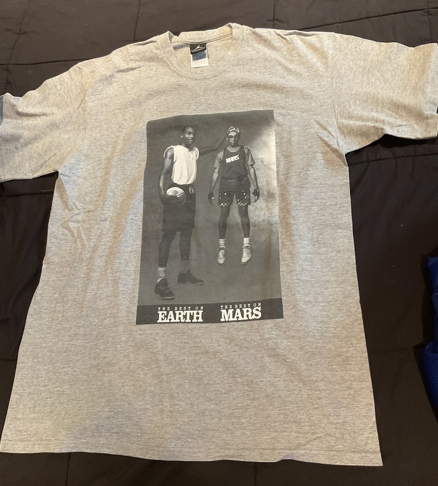Vintage 90s Michael Jordan W/ Spike Lee Mars Air T-Shirt RARE L Do Ya Know Mars