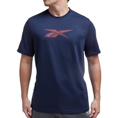 REEBOK Vector Performance Logo T-Shirt sz S Small Navy Blue Red