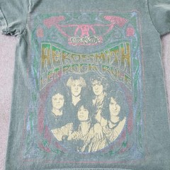 Aerosmith Shirt Mens XS Green Let Rock Rule Psychedelic Graphic Band Concert Tee