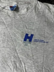Vintage 90s Hanes Beefy T Shirt Heather Gray Health Care Expert Systems USA XL
