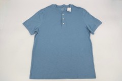 J CREW Henley Shirt Mens Large Blue Short Sleeve Tee Slub Cotton L1965 New