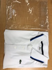New Lacoste Sport Men’s Ultra Dry Tennis polyester collared T-Shirt, white,7/2XL