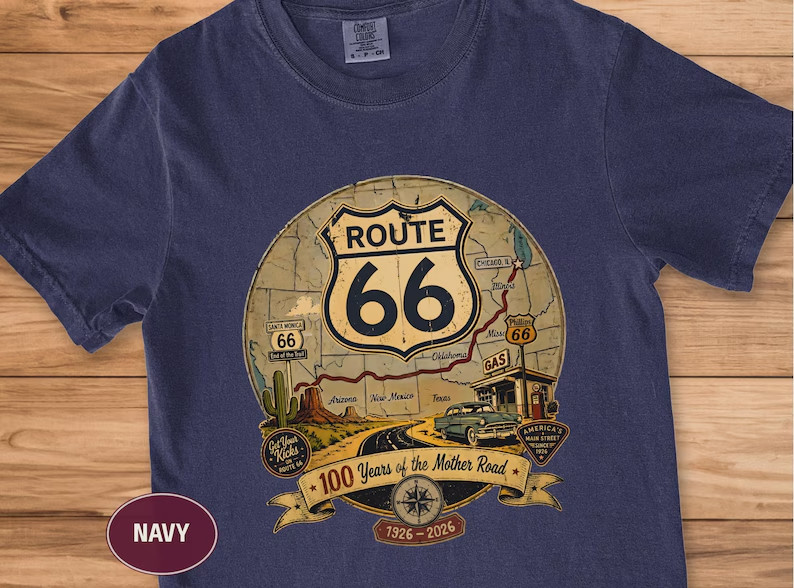 Route 66 100th Anniversary Tee, Vintage Travel Gift, Road Trip Shirt
