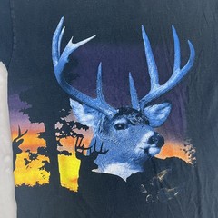 Vintage TNT Wild Side Buck Shirt Adult Large Black AOP Deer Hunting 90s Nature
