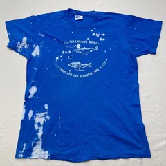 U.S. Fish & Wildlife Lab 1990 WMass Made USA Hanes XL Blue t-Shirt Bleach spots