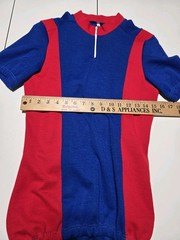 Vintage 80s L Blue Red CYCLING RACING JERSEY SHIRT Made In Italy Acrylic