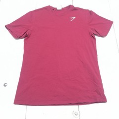 Gymshark Shirt Mens Medium Red Logo Tee Stretch Slim Fit Training Crewneck