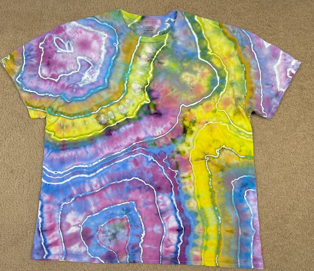 Handmade Ice Tie Dye T-Shirt XL Mens Womens Soft Cotton Pastel Geode