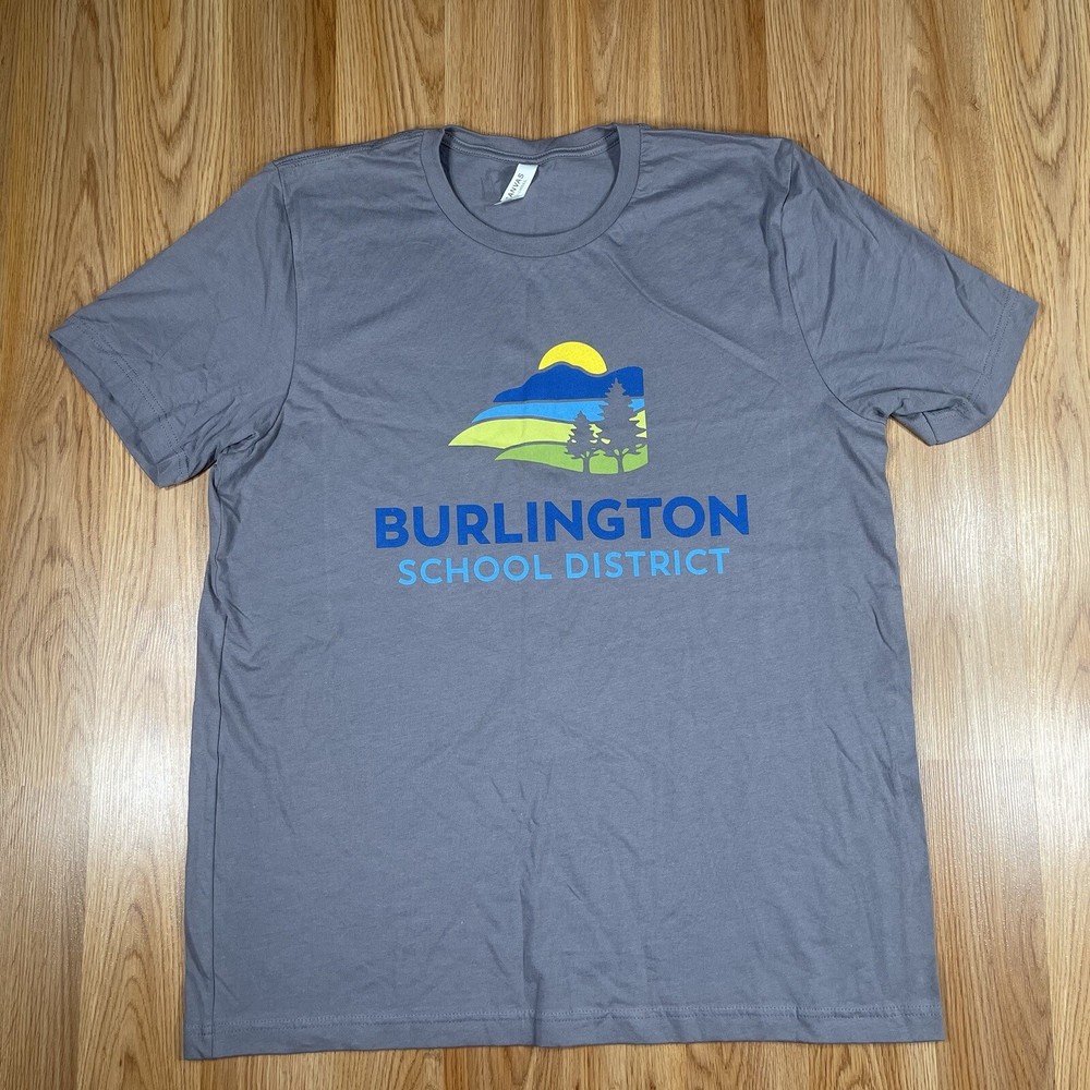 Canvas T-Shirt Mens XL Extra Large Gray Short Sleeve Burlington School District