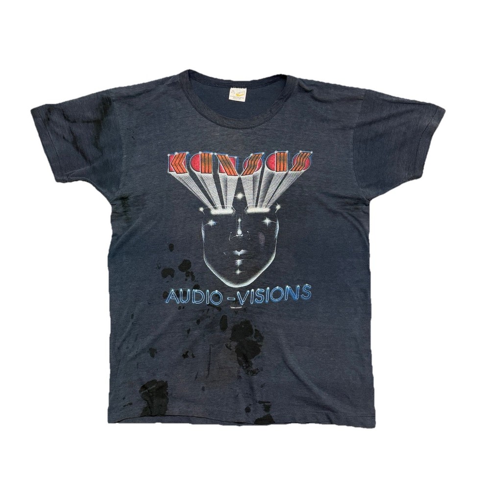 Vintage Kansas Audio-Visions 1980 Tour Band T Shirt XL Made In USA Black