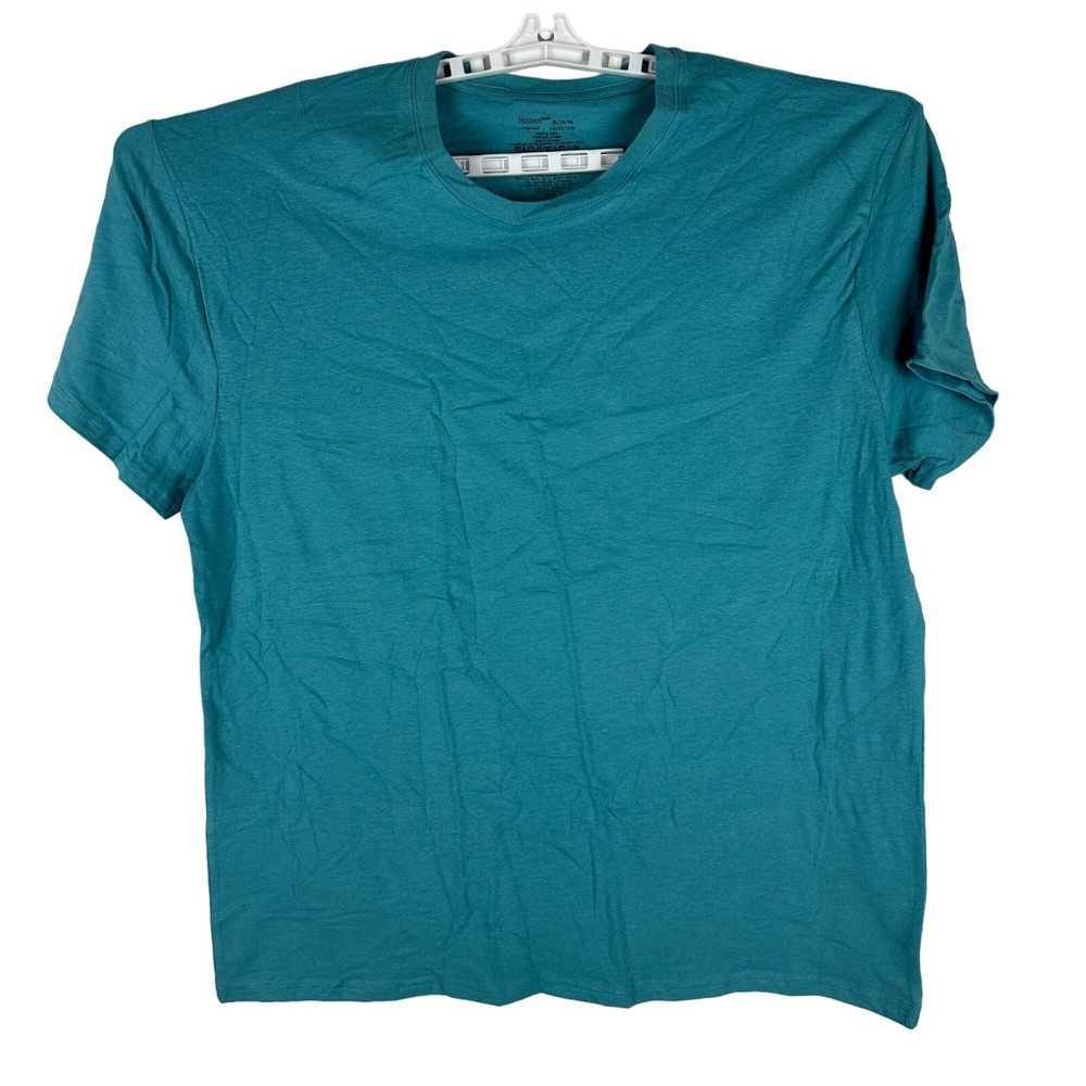 Hanes Originals Men’s Teal Crewneck T-Shirt 95% Cotton & 5% Spandex Size X-Large