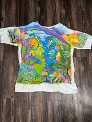 Vintage 90s Under the Sea Tropical Fish Coral Reef All Over Print T-Shirt