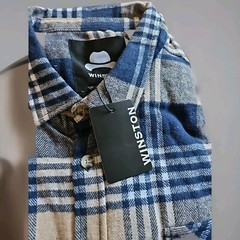 WINSTON (The Winston Box) Blue/Camel Long Sleeve (1PW3005X) Size 3XLT Button C15
