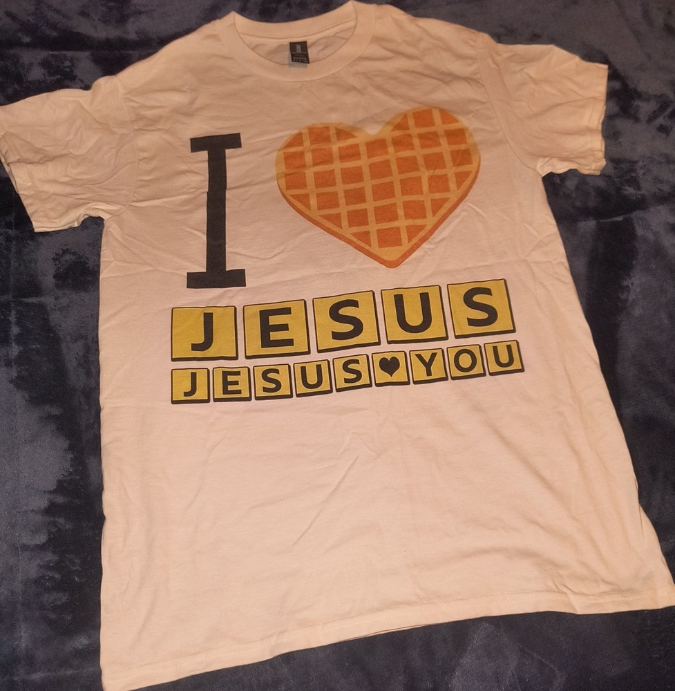 I ❤️ Jesus Jesus ❤️ You Waffle White T Shirt Small
