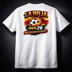 FIFA World Cup 2026 Spain La Roja Soccer Fan Graphic Printed Unisex T-Shirt