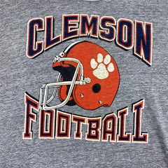 Clemson Football Vintage T-Shirt Mens Large 80s Gray Tri-Blend Fade Soft Thin