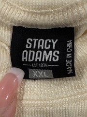 Stacy Adams Shirt Mens 2XL Cream Beige Ribbed Knit Short Sleeve Crewneck Casual
