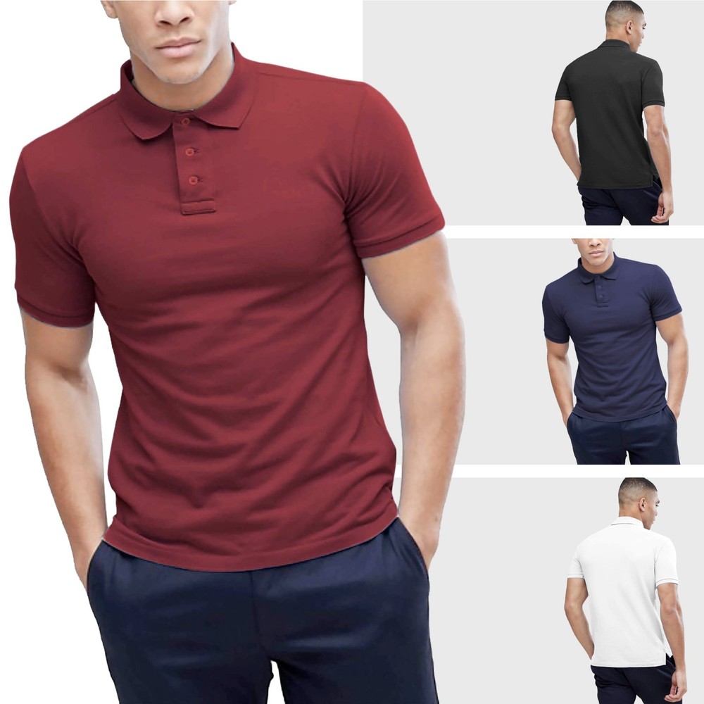 Mens Polo Shirts Casual DRY FIT SPORT 3XL POLYESTER Golf Tee Rugby Comfort