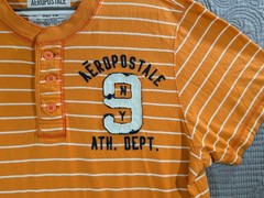 Aeropostale Shirt Men’s Bright Orange Stripe Sz XL TG Embroidered 100% Cotton