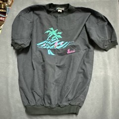 Vintage Shirt Elastic Waist Band And Sleeves Maui Hawaii Black Small Embroidered