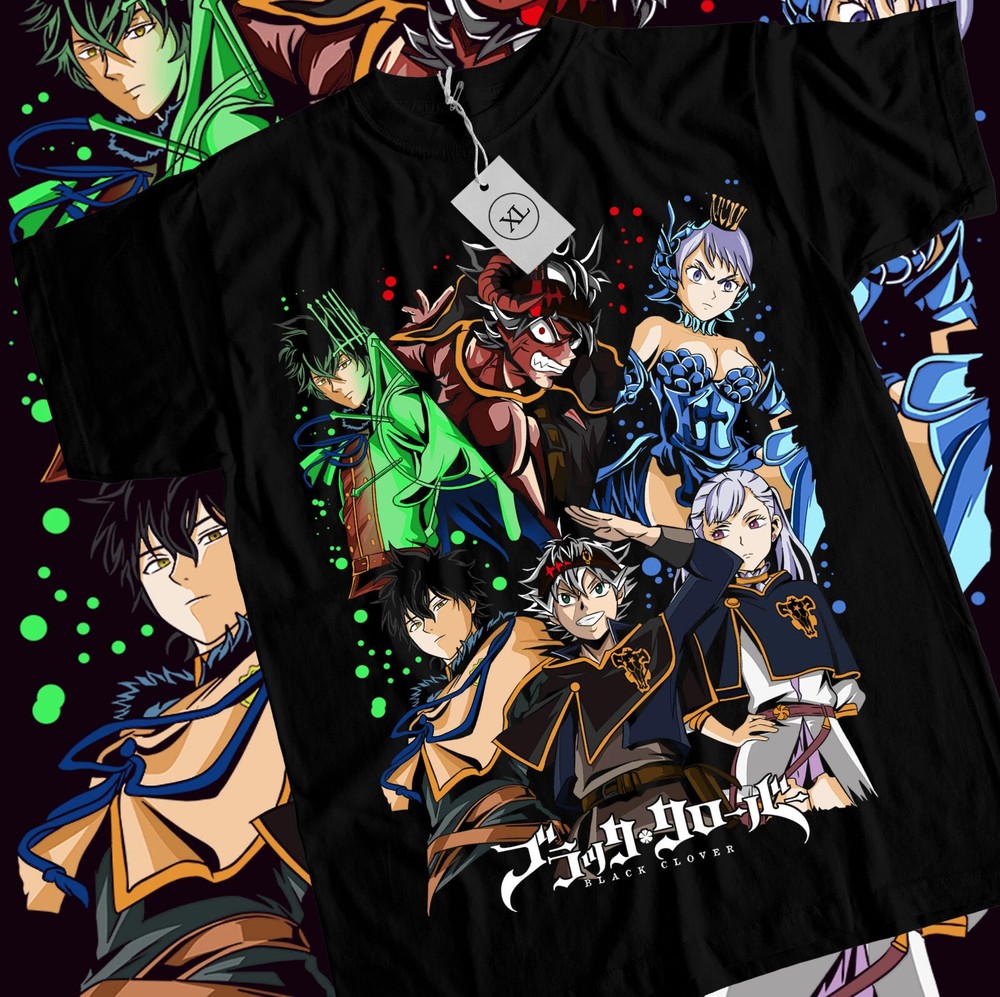 Black Clover Asta Yuno T-shirt Comic,Bull,Magic,Demon,Yami,Anime T-Shirt Black
