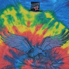 Vintage 2000s Y2K TOP HEAVY Tie Dye Swirl Soaring Eagle Cotton T Shirt Mens L
