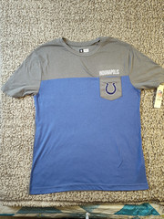 Indianapolis Colts NFL Team Apparel Large T-shirt Blue/Gray Front Pocket NWT