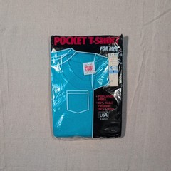 Vintage Pocket T-Shirt M 38-40 Blue Single Stitch New Sealed Deadstock USA, NOS