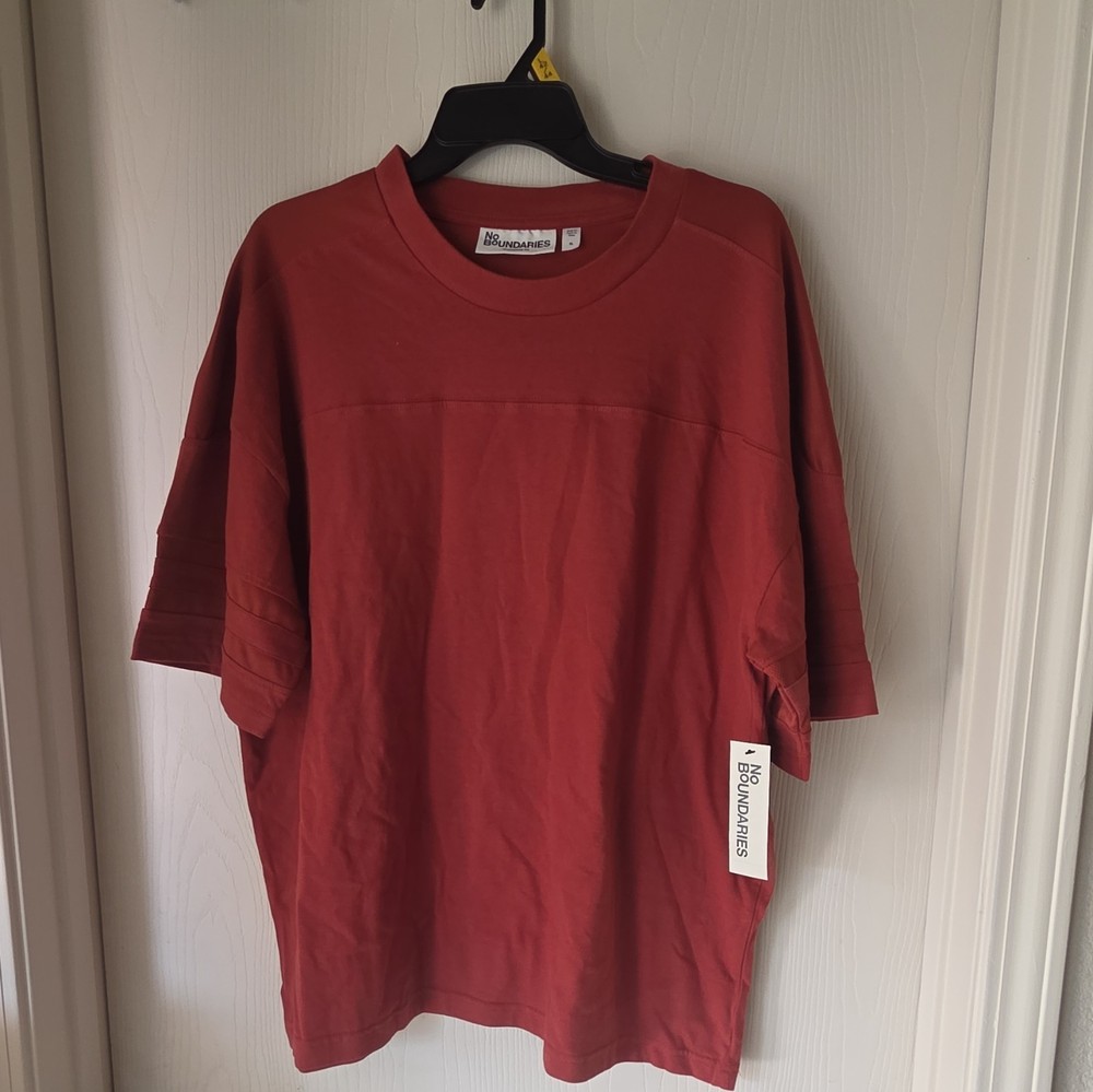 No Boundaries Red Solid T-Shirt Men’s XL Regular Short Sleeve Crew Neck