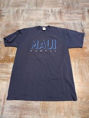 Vintage Maui Hawaii T-shirt Embroidered Navy Blue Men’s Large Made In The USA