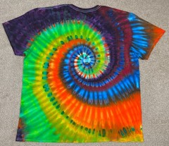 Handmade Ice Tie Dye T-Shirt 2XL Mens Womens Soft Cotton Blue Green Spiral
