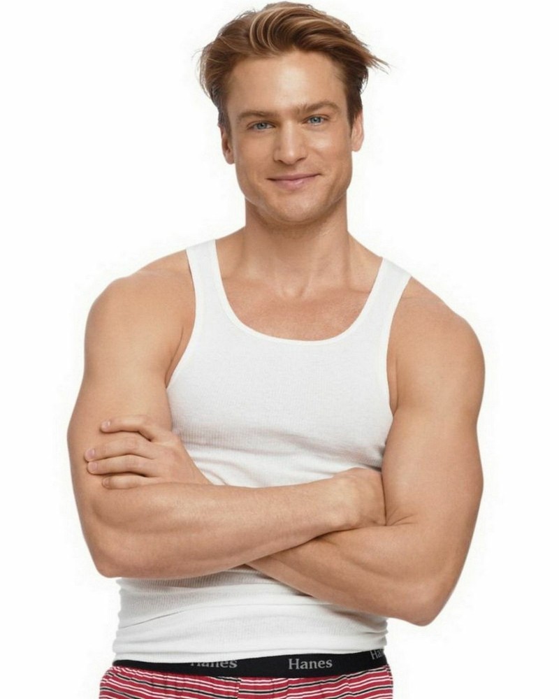 Hanes Men’s TAGLESS ComfortSoft White A-Shirt 6-Pack-372AP6