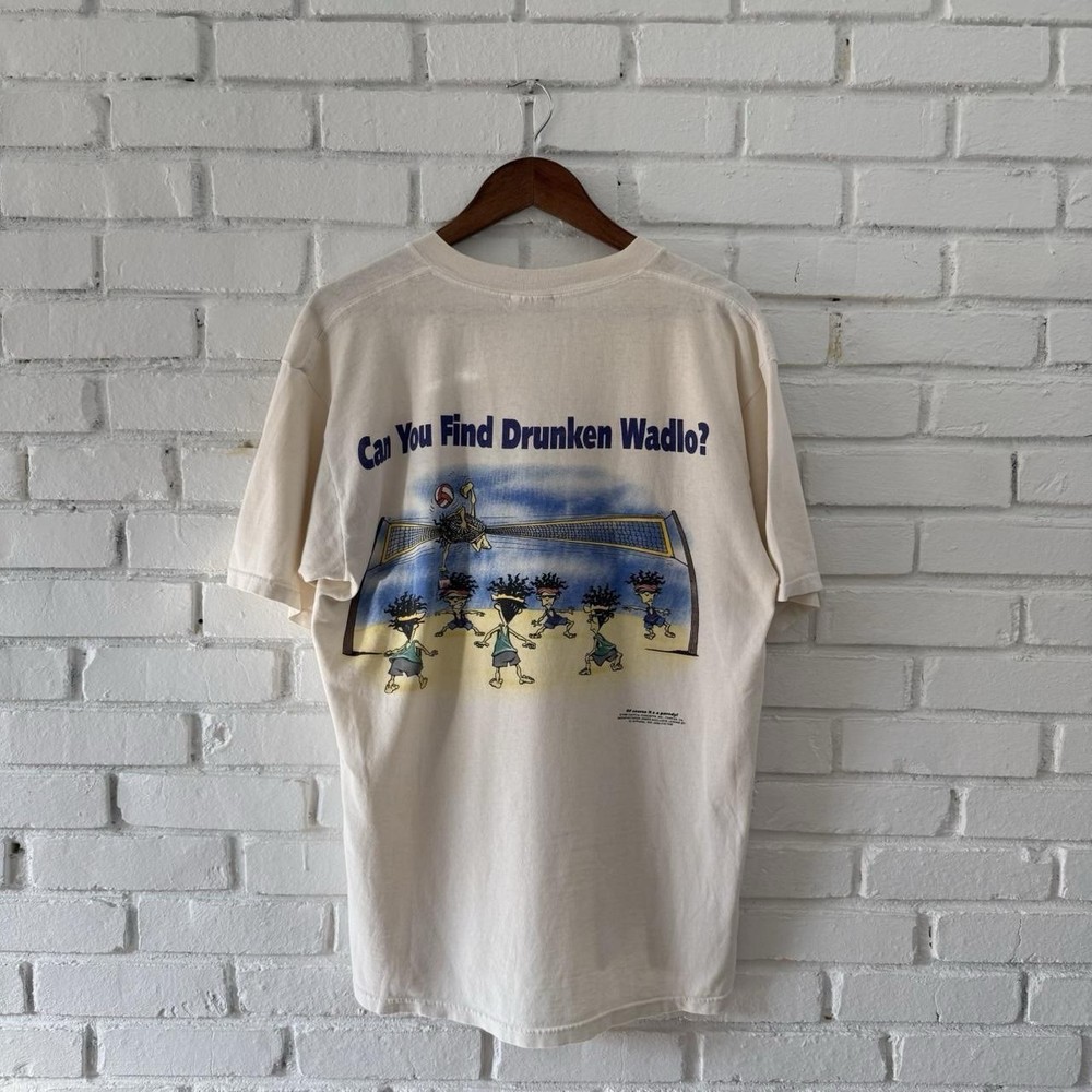 Vintage 90s Drunken Waldo Graphic T Shirt Distressed Worn Grunge Large USA
