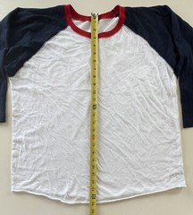 LAT Men’s Size L Red White & Blue 3/4 Sleeve Baseball Raglan Tee
