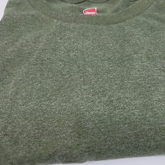 Hanes Men’s Size Large Heather Olive Green Crew Neck T-Shirt Cotton Blend